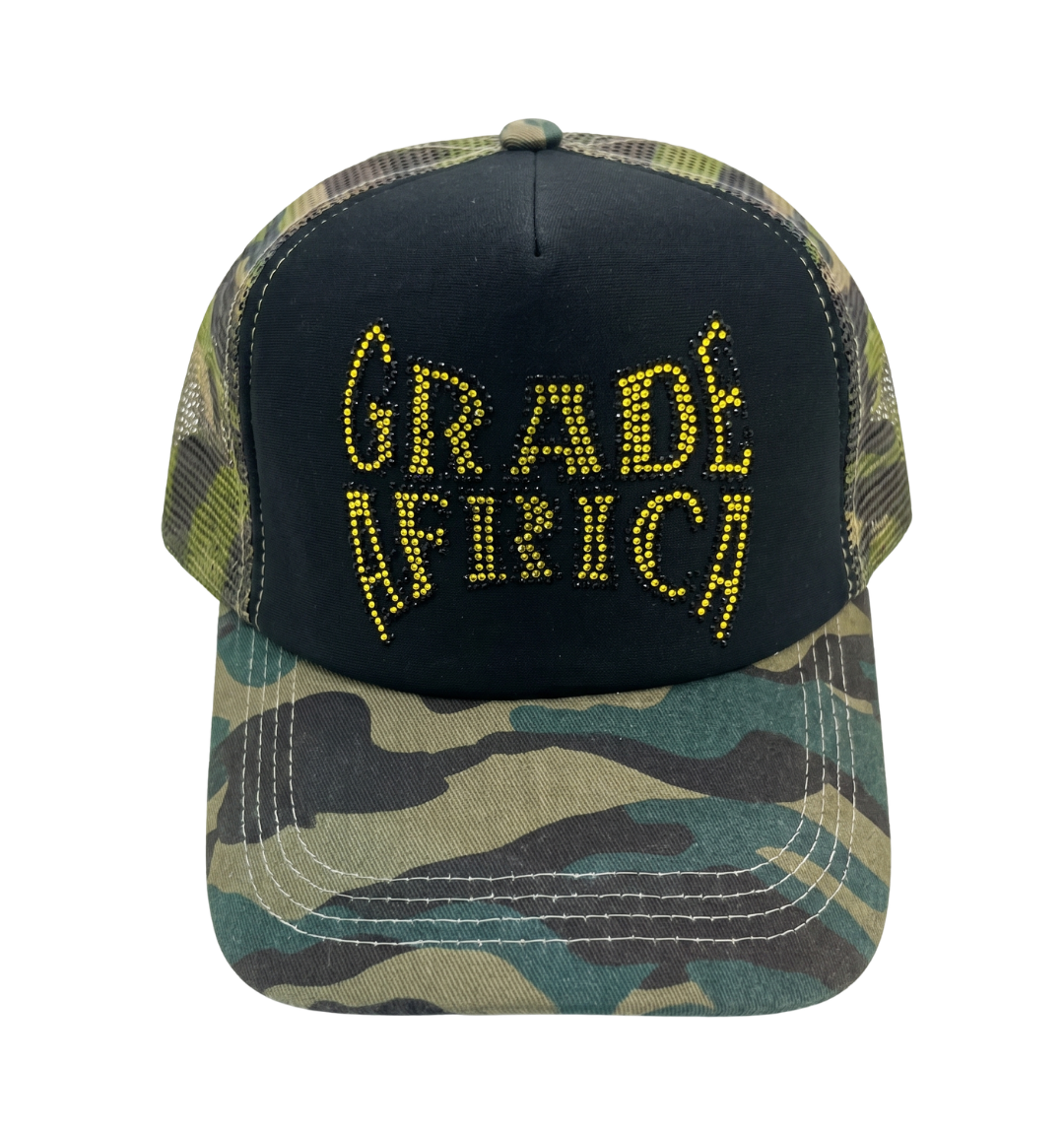 Grade Rhimestone Trucker - Black/Camo