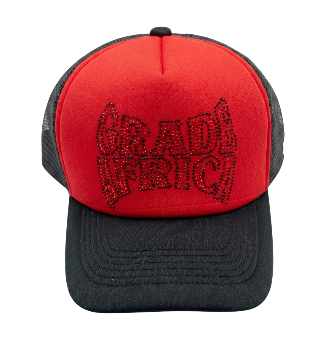Grade Rhimestone Trucker - Red/Black