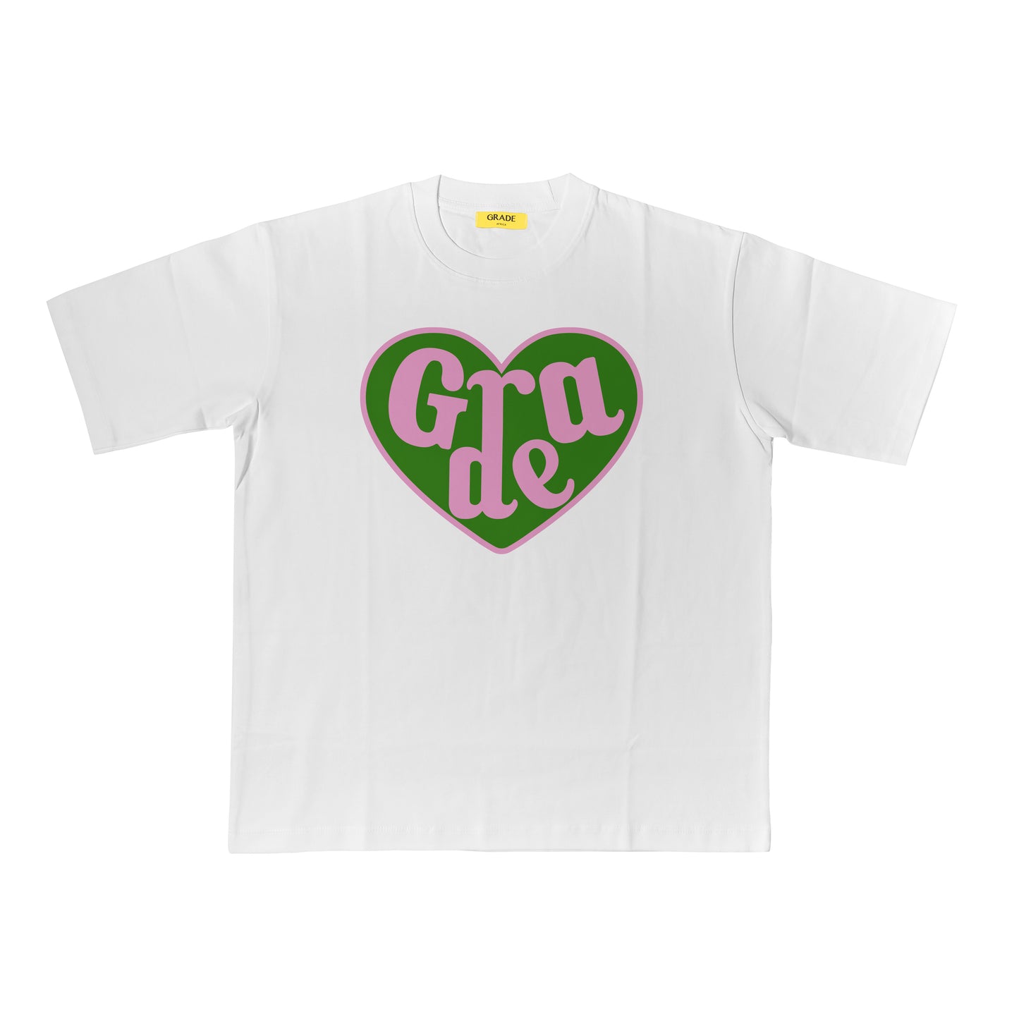 Heart Tee Green & Pink