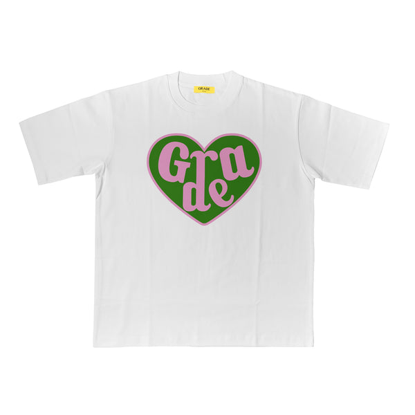 Heart Tee Green & Pink