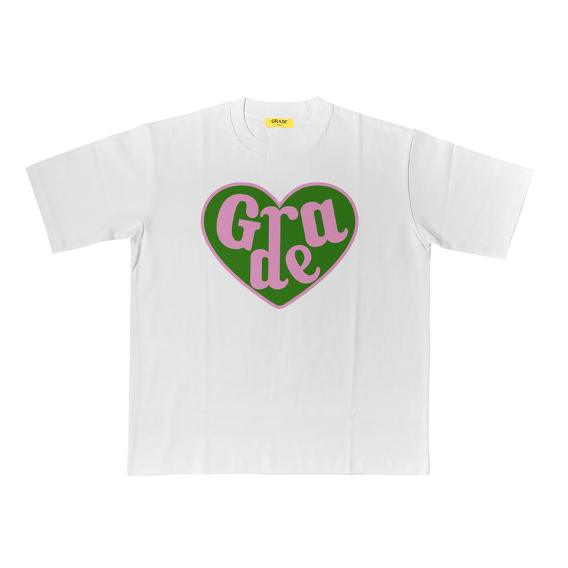 Heart Tee Green & Pink