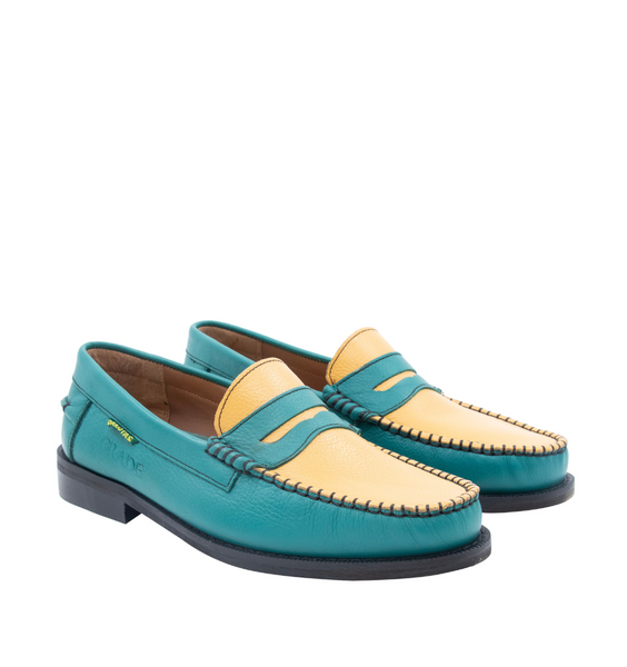 Grade Africa x Dakotas Hi Shine Loafers - Teal/Yellow
